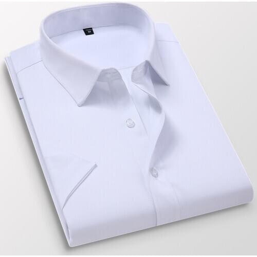 6XL 7XL 8XL Summer New Mens Short Sleeve Shirt Casual Business Formal Dress Shirts for Men White Camisas Slim Fit Men Clothing