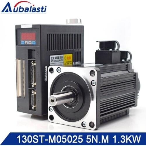 Aubalasti 1.3KW AC Servo Motor Driver 5N.M 2500RPM 130ST-M05025 AC Motor Matched Servo Motor Driver AASD 20A Complete Motor kits