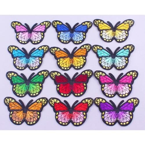 Butterfly Iron Patches On Clothes Stickers For T-Shirt Lovely Stripes Badge On The Back Quality Embroidered Patches For Clothing