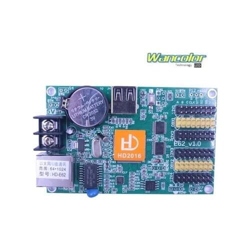 Free shipping Asynchronous RJ45 network & U-Disk serial port led display controller HD-E62 for single color/dual color led sign