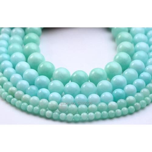 Wholesale White-Blue Jades Beads Natural Stone Round Loose Spacer Beads for Jewelry Making 4 6 8 10 12mm Necklace Bracelet DIY