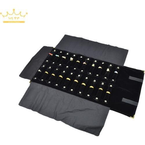Jewelry Case Roll Bag for Travel Portable Carring Case Velvet Organizer Multi Functional Rings Storage Box Foldable Metal Corner