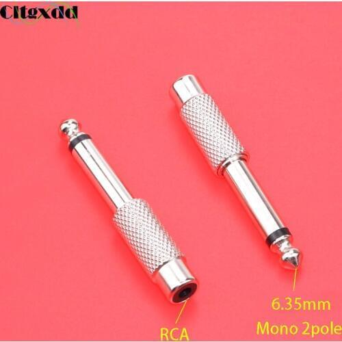 Cltgxdd Nickel plating Mono 2pole 6.5mm plug to RCA jack AV socket male to female audio adapter 6.35mm converter wire connector
