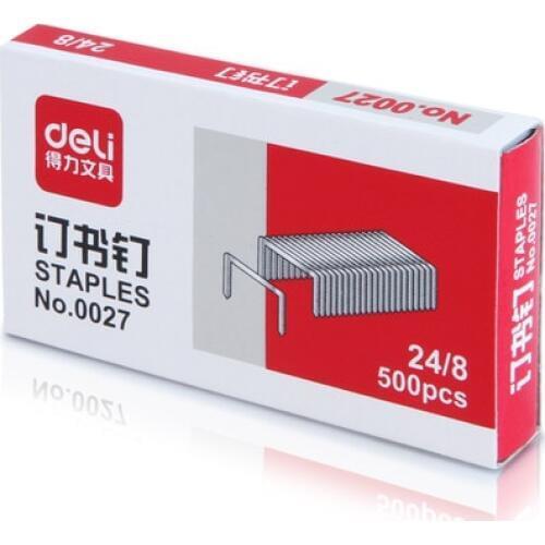 Deli stationery deli 0027 thickening 50 sheets staples thick staples silver color 24/8 heavy duty staples