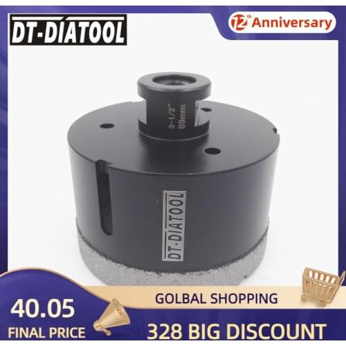 DT-DIATOOL 1pc 5/8-11Thread Dia 3-1/2" Vacuum Brazed Diamond Dry Drilling Core Bits Porcelain Tile Granite Marble Stone Hole Saw