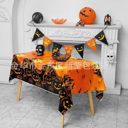 Halloween Horror Lined Up Skeleton Tablecloth Square Table Cover Garden Printed Protective Polyester Tablecloth