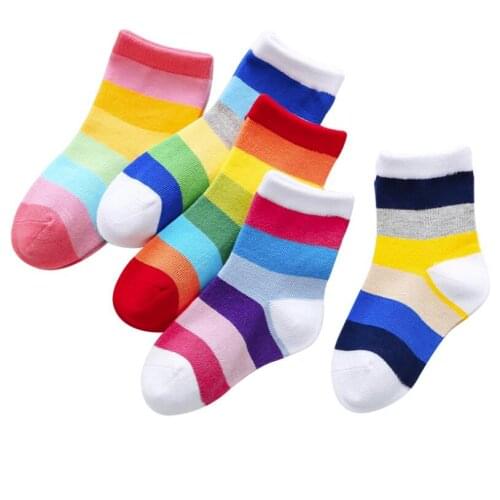 Cotton Spring Autumn Baby Girls Kids Socks Children Warm Boys Striped Candy Color Rainbow Colorful Kids Christmas Gift