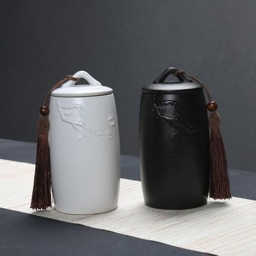 Ceramic Retro Tea Caddy Kitchen Spices Jars Seasoning Box Portable Canisters Sealed Cans Sugar Candy Storage Tank Food Container