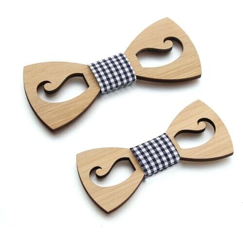 Wooden Child Bowtie Set Charming Kids Mustache pattern Family Butterfly Satin Party Dinner Wedding Design Cute bow tie Accesso