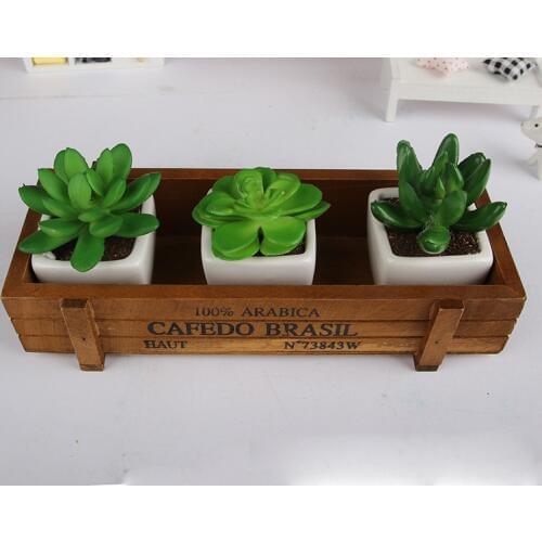 1PC Antique Wooden Table Sundries Container Cosmetics Storage Box Home Multifunctional Flowerpot Office House JL 0931