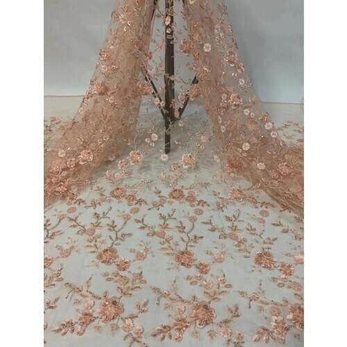 French African sequined lace fabric 2020 high quality lace fabric Nigeria mesh lace fabric for women party dress D38121