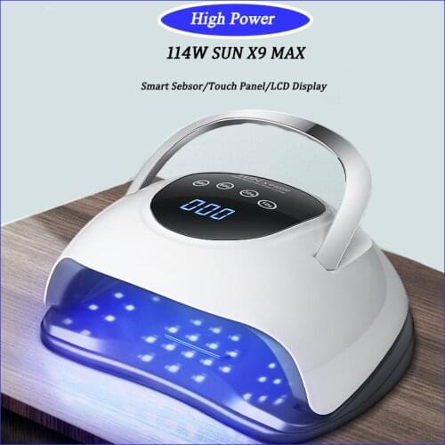 New High Power 220W SUN X9 MAX LED Manicure Lamp Dryer, Used For Curing UV Gel Varnish Tool, With Sensor LCD Display Screen