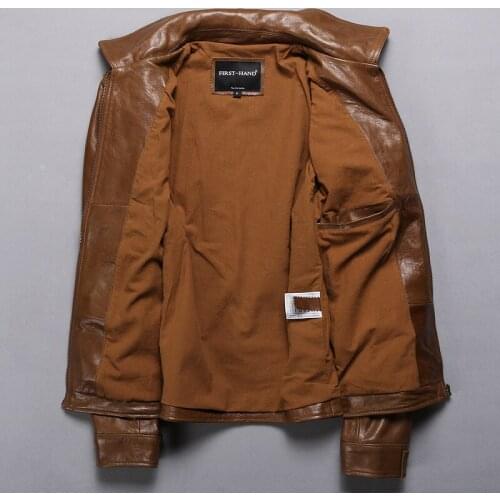 2021 Light Brown Casual Style Genuine Leather Jacket Men Plus Size 4XL Real Natural Sheepskin Slim Fit Autumn Coat Hot Sale