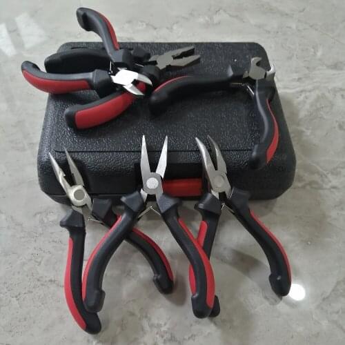 6 Pcs Mini Pliers Set Includes Long Nose Bent Long Nose Diagonal End-Cut Linesman Flat Nose Pliers