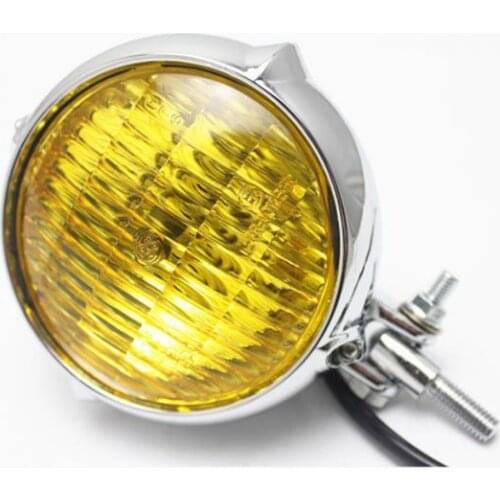 Motorcycle Headlight Motor Light Bulb for Bobber Chopper Silve+Yellow