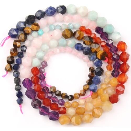 Natural Mixed Fceted 7 Chakra Round Loose Stone Beads for Jewelry Making DIY Yoga Bracelet Healing Reiki Energy Jewelry 15
