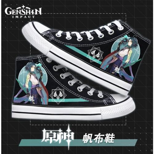 2021 New Arrival Game Genshin Impact Xiao Hutao Keqing Klee Zhongli Diluc Cosplay Student Canvas Casual Sport Shoes Fashion