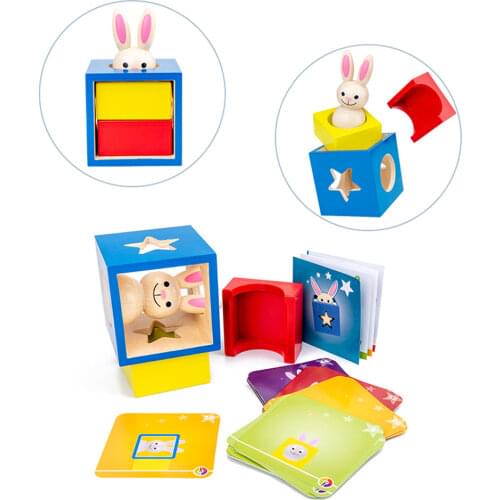 New Wooden Rabbit Magic Box with Secret Bunny Boo Hide and Seek Magic Game Brain Teaser Toys Kids Wood Toy Gifts