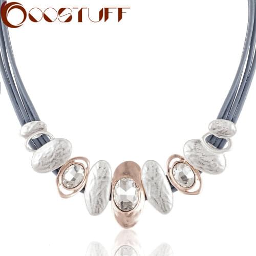 Hotsale Jewelry For Women Black Leather Chokers Necklace with Crystal Pendants necklaces & pendants collares mujer colar choker