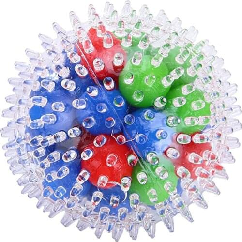 Rainbow Pressure Ball TPR Fidget Toy Built-In DNA Colored Deads To Relieve Pressure Spiked Stretch Ball