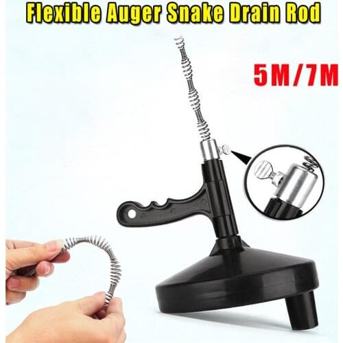 Sink Pipe Drain Cleaner Auger Plunger With 5M/7M Snake Cable Bathroom Clean Dredging Tool Sewer Brush Toilet Pipe Sewer Dredger