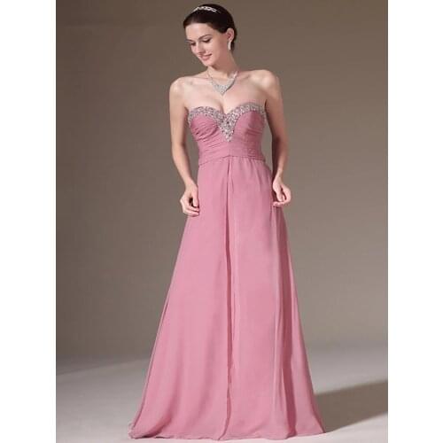 Pink Evening Dresses A-line Sweetheart Chiffon Beaded Backless Long Dubai Saudi Arabic Evening Gown Prom Dresses