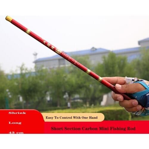 Fishing Gear Short Section Fishing Rod Carbon Super Hard Thin Mini Fishing Rod 43cm Hand Pole Super Light Creek Flow Fishing Rod