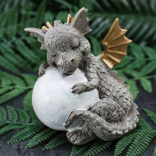Garden Dragon Meditation Statue in The Yard Fantasy Resin Collecting Crafts Outdoor Decoration