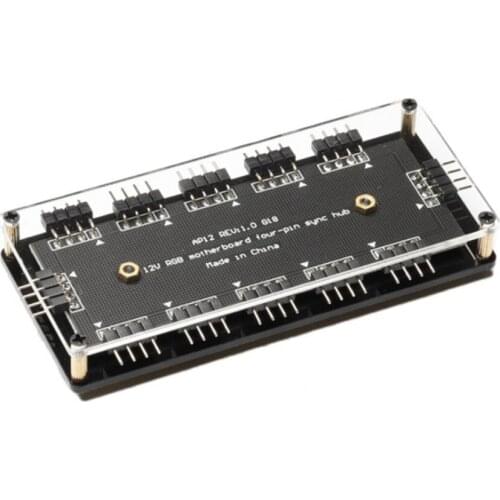 Fan Cable Hub Plug Play Lightweight 3mm Acrylic Board 12V 4 Pin RGB Cooling Fan Cable Splitter Hub for CPU Cooling