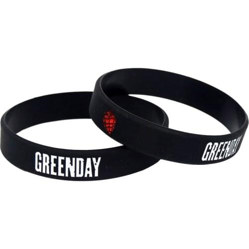 LUKENI Hot Sale 1PC GREEN DAY Silicone Bracelets & Bangles Black Silicone Wristband BRACELET for Music Fans Concert Gift SH182