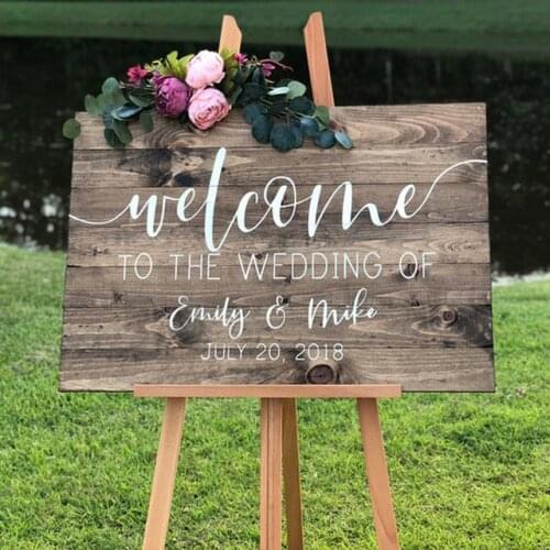 Wedding Decor Wedding Welcome Decal Personalized Couples Names and Dates Vinyl Mirror Board Wall Sticker Removable Art AY1932