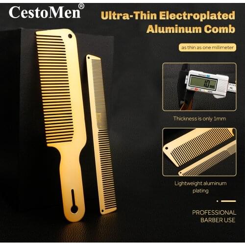CestoMen Titanium Steel Comb Durable Heat-Resistant Anti-static Hairdressing Hair Cutting Comb Barber Haircut Tools Accessories