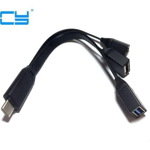 OTG USB 3.1 Type-C Hub to USB Hub 3.0/2.0 Super Speed USB Splitter 4-in-1 USB C Hub for Macbook Pro Laptop Phone Use