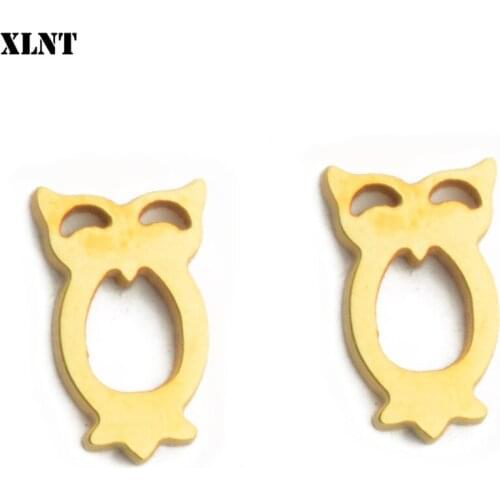 XLNT Vintage Earrings For Women Owl Animal Earings Female Stainless Steel Ear Jewelry Brincos