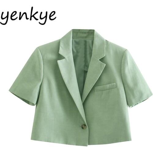 Женские пиджаки с коротким рукавом Yenkye China At AliExpress