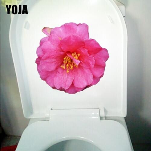 YOJA 22X21.4CM Cute Pink Flower Fashion WC Sticker Toilet House Decoration Room Wall Decal T1-1832