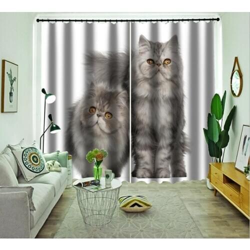 Custom 3D Printing Curtains cute Cat Curtains For Living Room Bedroom Modern Kids boy and girls Room Curtain Blackout Blinds