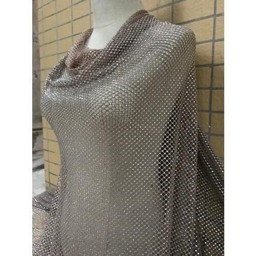 ZH-32683 newest nigerian net lace fabric with rhinstones hot sale tulle lace for party dress