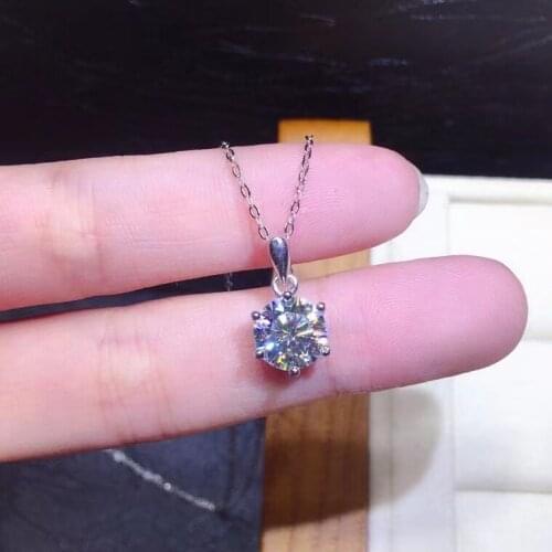 925 Sterling Silver Necklace 2Ct Moissanite Pendant D Color VVS Passed Diamond Test Women Engagement Friend Jewelry Gift