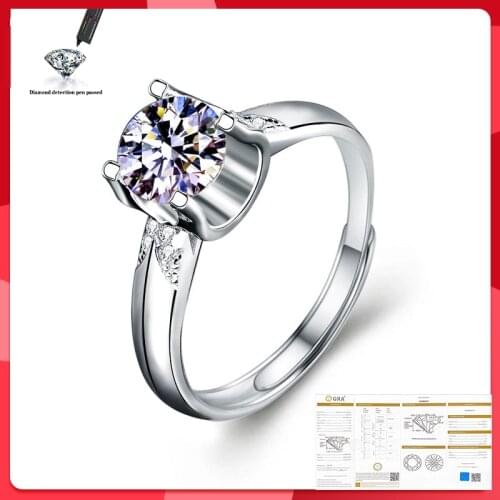 6.5mm Moissanite Ring 100% S925 Sterling Silver Wedding Bride 1CT 2CT D Color VVS1 Quality Ring Woman Jewelry