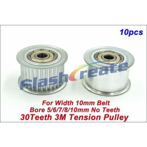 10pcs 30 Teeth 3M Idler Pulley Passive Pulley Bore 5/6/7/8/10mm No Teeth 3M Tension Pulley For Width 10mm 3M Belt