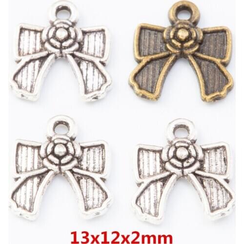 110 pieces of retro metal zinc alloy Bow pendant for DIY handmade jewelry necklace making 7714