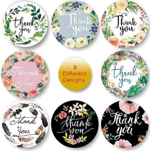 2 Inch Round Flower Thank You Baking Sticker Envelope Sealing Sticker Birthday Gift Sticker Wedding Party Decoration Scrapbook
