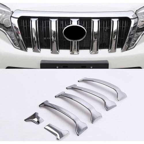 2014 2015 2016 2017 Car-styling for Toyota Prado J150 GX GXL Land Cruiser Accessories Front Mesh Grille Cover Trim ABS Chrome