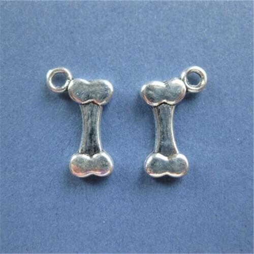 25X Dog Bone Charms - Dog Bone Pendants - Dog Bone - Dog Charm - Antique Silver Color - 17X10mm