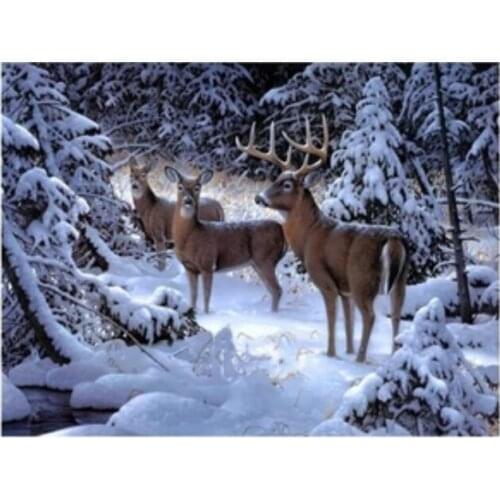 Snow Moose Diamond Embroidery Painting Full Mosaic Rhinestones Stickers Wall Decor Puzzle Picture Toy Diamond Dotz Large Size