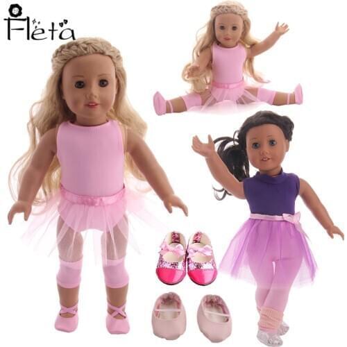 Doll Ballet Lace Sequin Dress,Dance Shoes For 18 Inch American Doll&43Cm Born Baby Our Generation,Birthday Girls Toy Gift