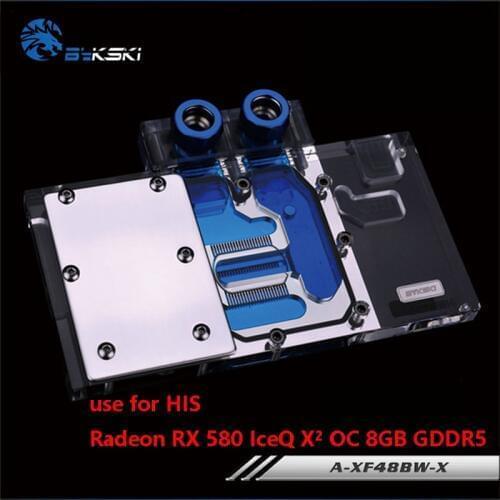 BYKSKI Water Block use for XFX RX480 RS / RX590 Fatboy/HIS RX 580 IceQ X2 OC 8GB (HS-580R8LCBR) Full Cover GPU Card GPU Radiator