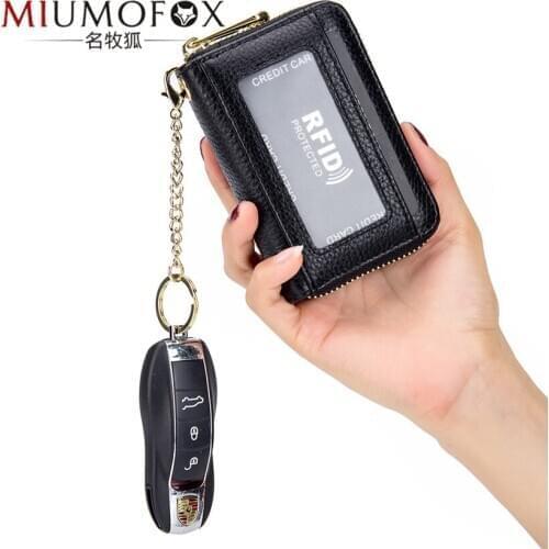 New Fashion Organ Card Bag Genuine Leather Women Credit ID Card Holder RFID Ladies Wallet Card Case Car Key Bags Coin Purse