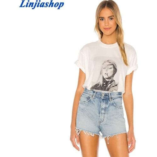 Spring summer girls cotton T-shirt white printing casual O-neck simple tees tops new arrivals 2021